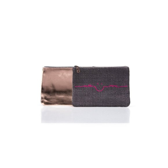 Smile More Cosmetic & Jewelry Pouch in Blue Embroidery - Picture 1 of 2